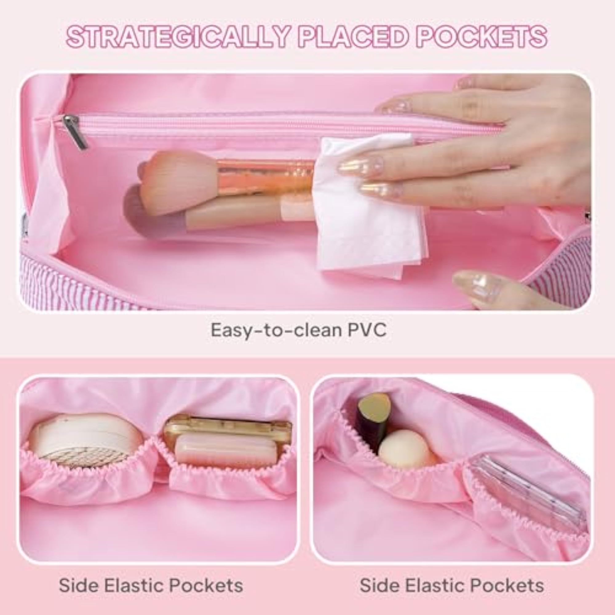 2Pcs Initial Travel Makeup Bag for Women and Girls