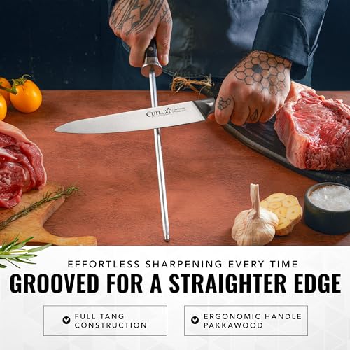 Image of Cutluxe Honing Rod, Sharpening Steel for Kitchen Knives - 12 inch Honing Steel - Ergonomic Handle Design - Artisan Series