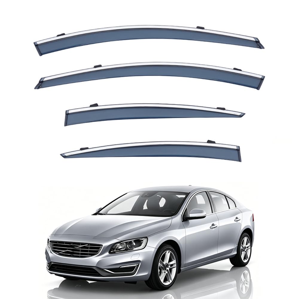 QOEMRHELT 4pc Set In-Channel Wind Deflectors, for S60 2011-2018 Window Visors Rain Guards Vent Visors Rain & Sun Protection,Car Accessories