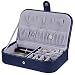 Travel Jewelry Box for Women, Portable Organizer Display Storage Case with Snap Closure for Earring Bracelet Ring Necklace, Navy Blue