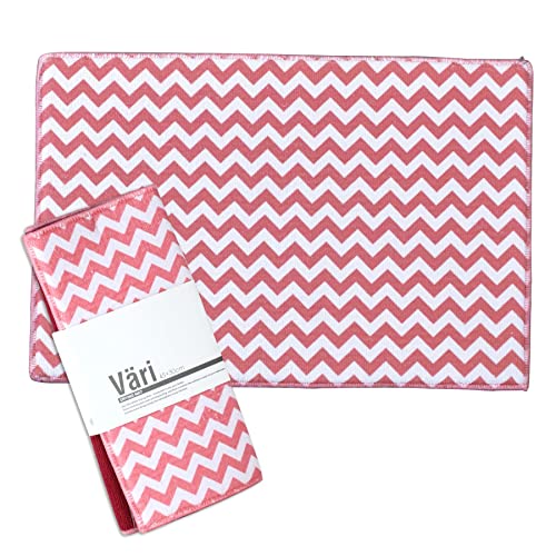 SPICE OF LIFE(スパイス) 水切りマット ドライングマット Vari シェブロンレッド 45×30cm マイクロファイバー リバーシブル ループ付き JLLY7030RD