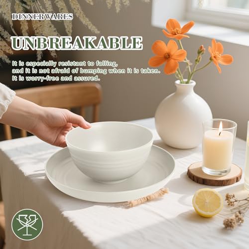 Wrova Wheat Straw Dinnerware Sets of 20,Dishwasher Safe Kitchen Plates and Bowls Sets - image 6