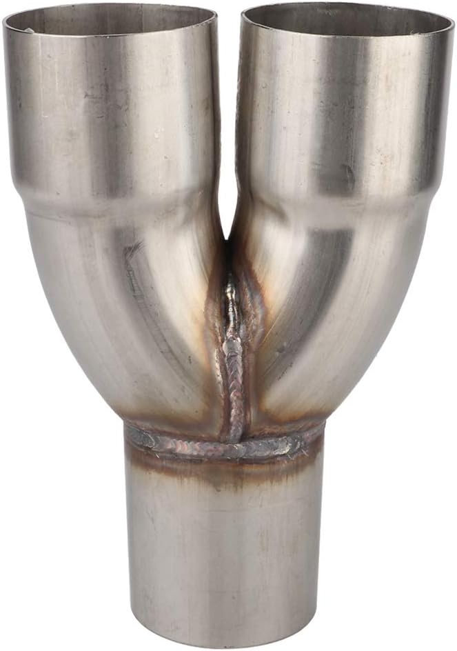 Exhaust Pipe, Universal Stainless Exhaust Y Pipe Adapter 2.5in OD inlet to 2.5in ID Dual