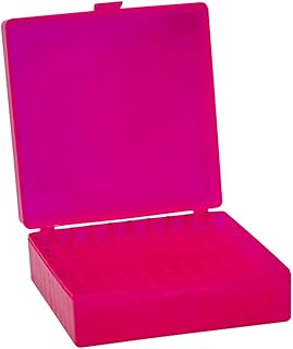 Genesee Scientific 100 Tube Storage Box, Pink, 100-Place, 2-inch Height, 5 Hinged Boxes/Unit