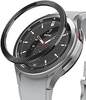 Ringke Bezel Styling Compatible with Samsung Galaxy Watch 4 Classic 46mm Adhesive Frame Ring Cover Anti Scratch [Stainless Steel] Protection for Galaxy Watch4 Classic 46mm - Black [46-41]