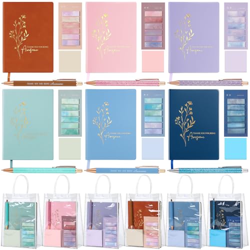 Lot de 6 stylos à bille en cuir TaoBary avec carnet et notes pour Noël