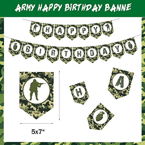 Army Party Decorations, Hombae Army Birthday Party Supplies, Army Birthday Party Decorations, Army Banner Cake Toppers Camouflage Balloons Tank Foil Balloon Grenade Tank Military Badge Cut Outs Green Brown Paper Fans #TOP2