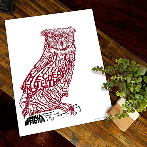 Temple Owls Word Art - Unframed 16x20 - Handwritten with the Fight Song - Temple University Gifts & Decor