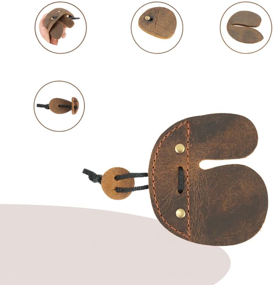 Leather Archery Finger Tab – Handmade Full-Grain Finger Guard for Recurve Bow Shooting – Adjustable Finger Protector for Right Hand – Archery Training & Practice Gear (Brown)