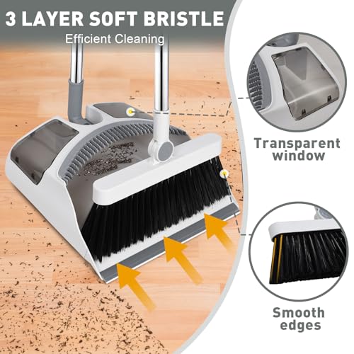 Hibaby Besen- und Kehrschaufel-Set für Zuhause, 137.2 cm Langer Griff, leicht, 180° drehbar, Besen-Kombination, stehende Kehrschaufel mit Kammzähnen, Lobby, Bodenreinigung – Bild 5