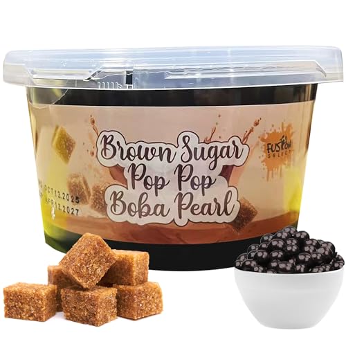 Fusion Select Boba Bursting Bobaz Popping Bobaz Pearls Fruit Tea Snack Toppings (490 Grams, Brown...