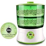 Bean Sprout Machine LED Display BPA Free PP Time Control Atomatic Watering System 2-Tier Big Capacity 110V Sprouting Kit