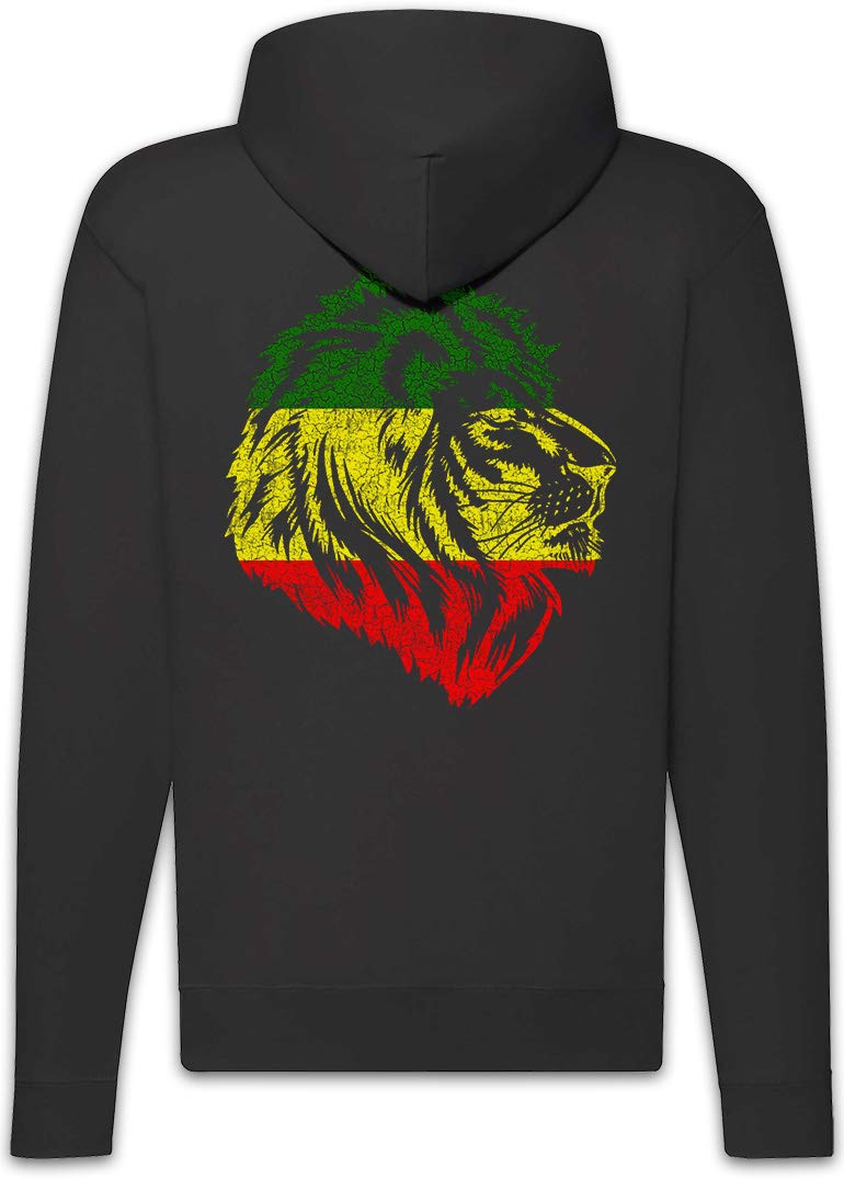 Urban Backwoods Rastafari Lion V Felpa da Uomo con Cappuccio Zip Hoodie Zipper