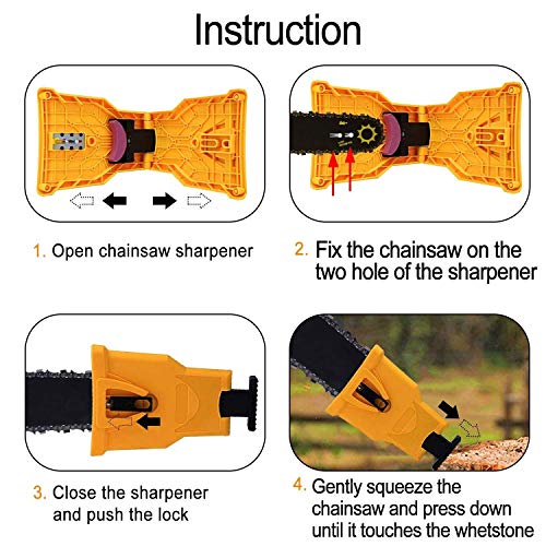 MQ Chainsaw Sharpener, Chain Saw Blade Sharpener with 3 Pcs Whetstone Portable Universal Easy Fast Chainsaw Teeth Sharpening Stone Grinder Tools Fit for 14 16 18 20 Inch Chain Saw Bar with Two Holes - Thumbnail 3