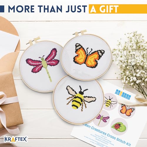 Kraftex ID-12 Cross Stitch Kits: Stamped Cross Stitch Kits For Beginners. [1 Embroidery Hoop] Simple And Easy Beginner Cross Stitch Kits For Adults And Kids thumb #5