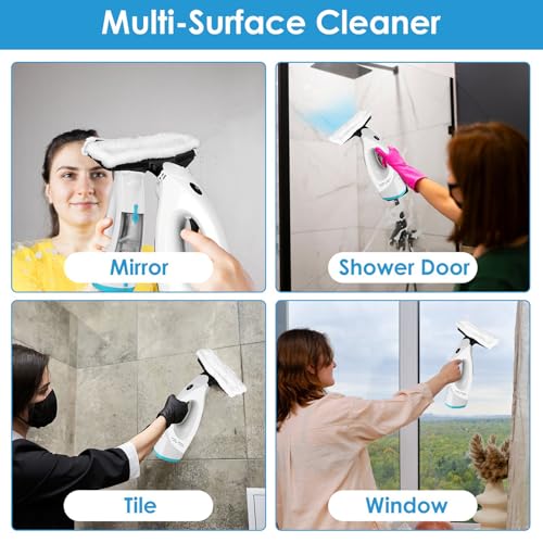 Image of Window Vacuum Squeegee, Rechargeable Window Vac, 4 in 1 Cordless Window Vacuum Cleaner, Electric Window Cleaning Tool for Windows, Shower Doors, Mirrors, Tiles, Water Tank