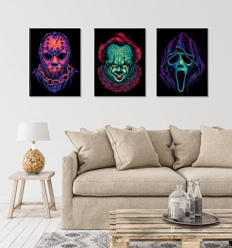 Image of HUANNY Diamond Painting Horror Movie Diamond Art Halloween, 5D Full Drill Cross Stitch Embroidery Kits (6 Packs)