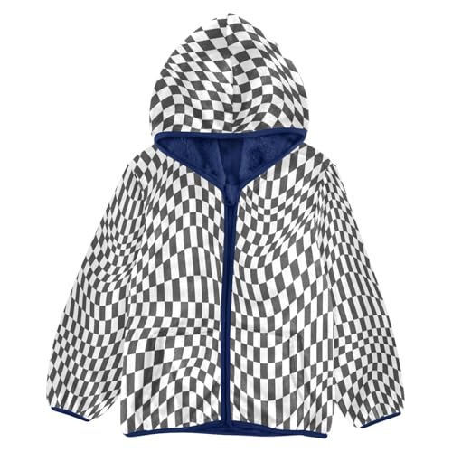 Black and White Grid Toddler Jackets for Boys Winter Outerwear Kids 3T-10T