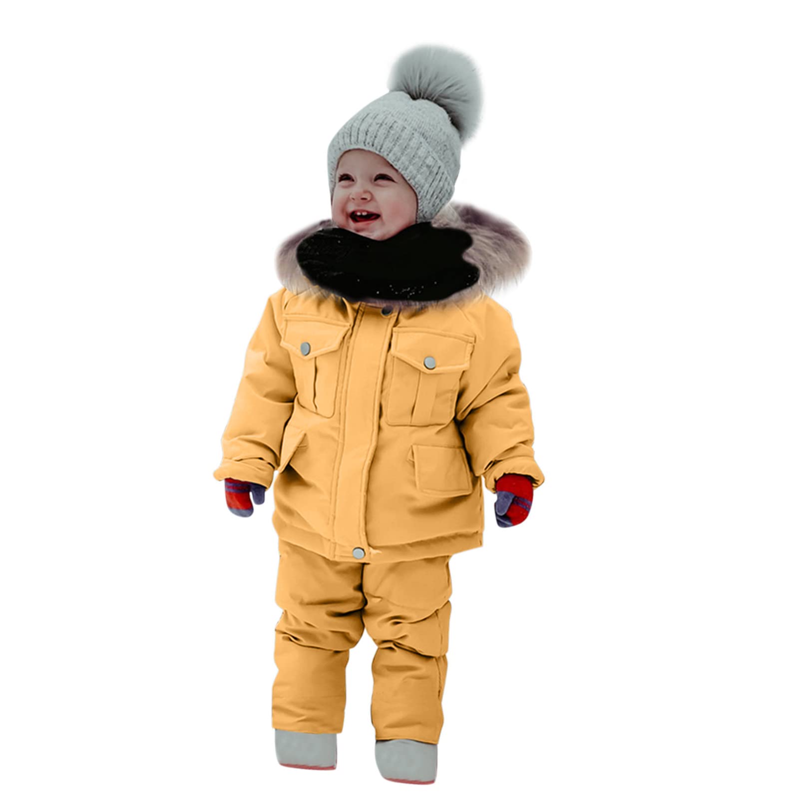 Bebé Niños Niñas Niños Invierno Grueso Cálido Con Capucha Abajo Abrigo Abajo Paraks Pantalones Mono Traje de nieve Conjunto Overol De Hombre