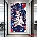 ANFEST Large Independence Day Door Banner 180x90cm Patriotic Holiday Decorations, Red White Blue 4th of July Door Cover Photo Props, Vertical Memorial Day Banner Indoor Outdoor Party Celebrations Sign, Polyester