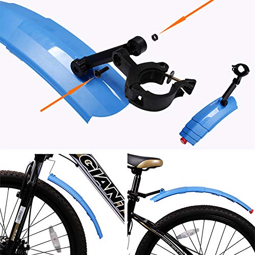 Bbrand Bike Fenders rain mud Tile All-Inclusive rainguard for Road Mountain Bicycle, Fenders Set 20-26 inch Retractable 5 Colors Optional (Blue)