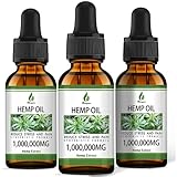 (3 Pack) Organic Hemp Oil for Pain Relief and Inflammation - 1,000,000 mg Extra Strength Hemp - for Anxiety & Stress Relief - Supports Sleep, Focus, Relaxation - Organically USA, Non-GMO