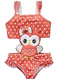 Coralup Girls Swimsuits Cute Owl Swimwear Ruffle Bathing Suit for Kids 18-24M