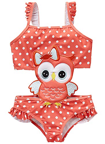 Coralup Girls Swimsuits Cute Owl Swimwear Ruffle Bathing Suit For Kids 18-24M #TOP4