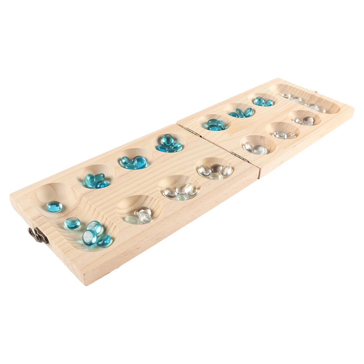 zalati Mancala Board Game Set including Wooden Folding Board and Colored Glass Beads Classic Mancala Strategy Game - Image 2