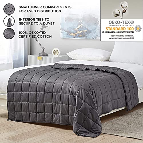 YnM Kids 7lbs Weighted Blanket, Premium Cotton Material with Glass Beads, Bed Blanket for One Person of 60lbs, Ideal for on Twin Bed (Dark Grey, 41"x60" 7lbs)