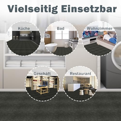 Miniatura 6 de Uisebrt - Baldosas Autoadhesivas 27 Unidades 2,51m , Revestimiento De Suelo De Pvc Con Aspecto De Hormigón, Vinilo Adhesivo, Para Cocina, Baño, Pasillo, Área De Estar, 30 30cm Modelo H