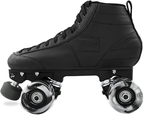 Miniatura 2 de Patines de ruedas - Patines de cuatro ruedas de microfibra negra Derby - Patinaje interiorexterior