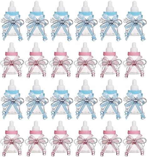 24 PCS Biberon à Dragées Bonbons Bouteille,Baby Shower Bonbons Bouteilles Décorations De Douche De Bébé Biberon