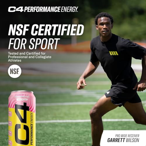 Image of Cellucor C4 Performance Energy Drink | Strawberry Blast | Zero Sugar Carbonated Preworkout Energy | 200mg Caffeine with Beta Alanine | 16 Fl Oz (24 Pack)