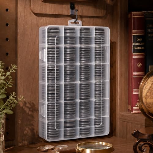 Image of FULLCASE Coin Capsules for Collectors, 168-Piece Storage Case,Fits 20-46mm | 6-Size Foam Gaskets,for Silver Dollars Eagles & Foreign Coins,Airtight Coin Storage Box,Organizer Collecting Supplies Black