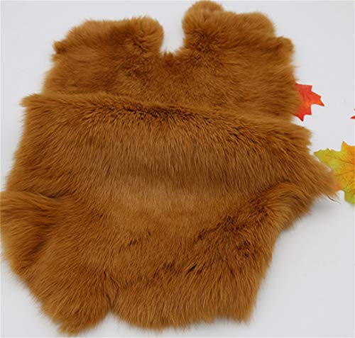 Natural Tanned Rabbit Fur Hide (11" by 14" Rabbit Pelt with Sewing Quality Leather) (Natural Khaki)