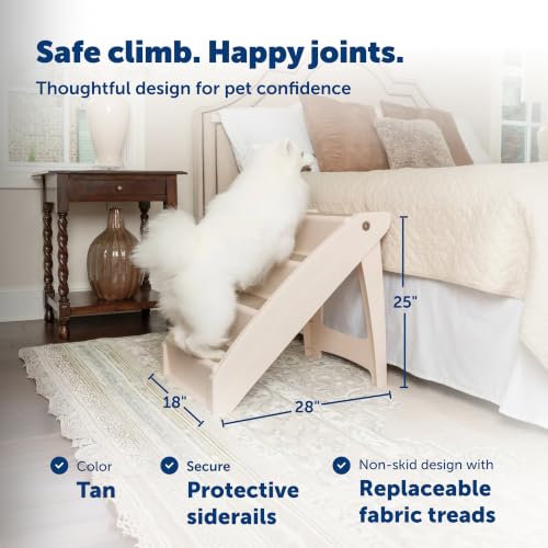 PetSafe CozyUp Folding Dog Stairs - Pet Stairs for Indoor/Outdoor at Home or Travel - Dog Steps for High Beds, Sofa with Siderails, Non-Slip Pads - Durable, Support up to 200 lbs - Extra Large, Tan - image 3