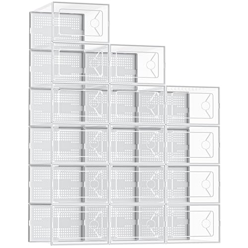 DUMOS Shoe Storage Boxes, 15 Pack Stackable Clear Shoe...