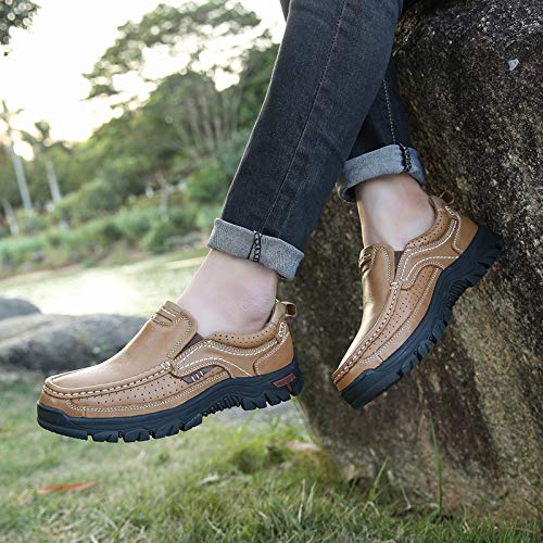 ALITIKAVIC Mens Slip On Casual Shoes Leather Comfortable Walking Loafers - Thumbnail 6