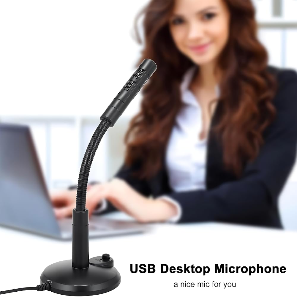 Drumstone Mikrofon komputerowy USB, Plug and Play, mikrofon do komputera stacjonarnego, laptopa, z przyciskiem wyciszania i wskaźnikiem LED, do przesyłania strumieniowego, podcastów, nagrywania, gier