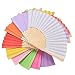 Grosun 9 Packs Multicolor Bamboo Folding Fan Hadheld Fans Paper Folded Fan for Wedding Party and Home Decoration