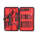 15pcs Fingernagelknipser Kit, Edelstahl Nagelknipser Trimmer Set mit Aufbewahrungskoffer für Damen/Herren(rot)