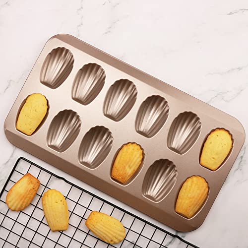 Cggyyz 2 Pack Madeleine Pans For Baking, 12 Cavity Heavy Duty Shell Shape Baking Mold Nonstick Cookie Cake Scone Pan Whoopie Pie Pan For Oven #TOP1