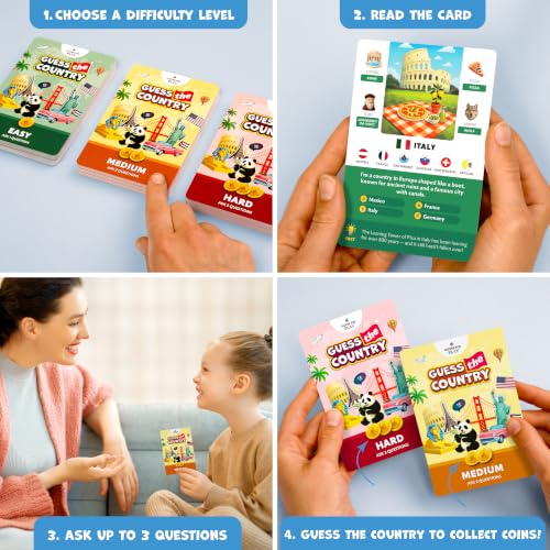 Image of Guess the Country Card Game, World Geography for Kids 8-12, Teens & Adults