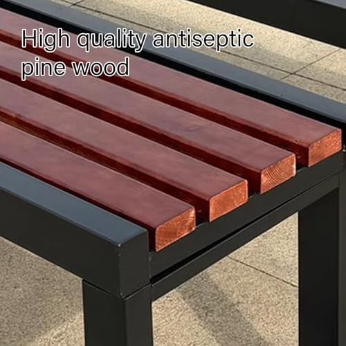 Weatherproof Pine Wood Bench with Cast Iron Legs for Outdoor Patio, Park, or Yard - 800lb Capacity, Durable Garden Seating, Stylish Backyard Furniture