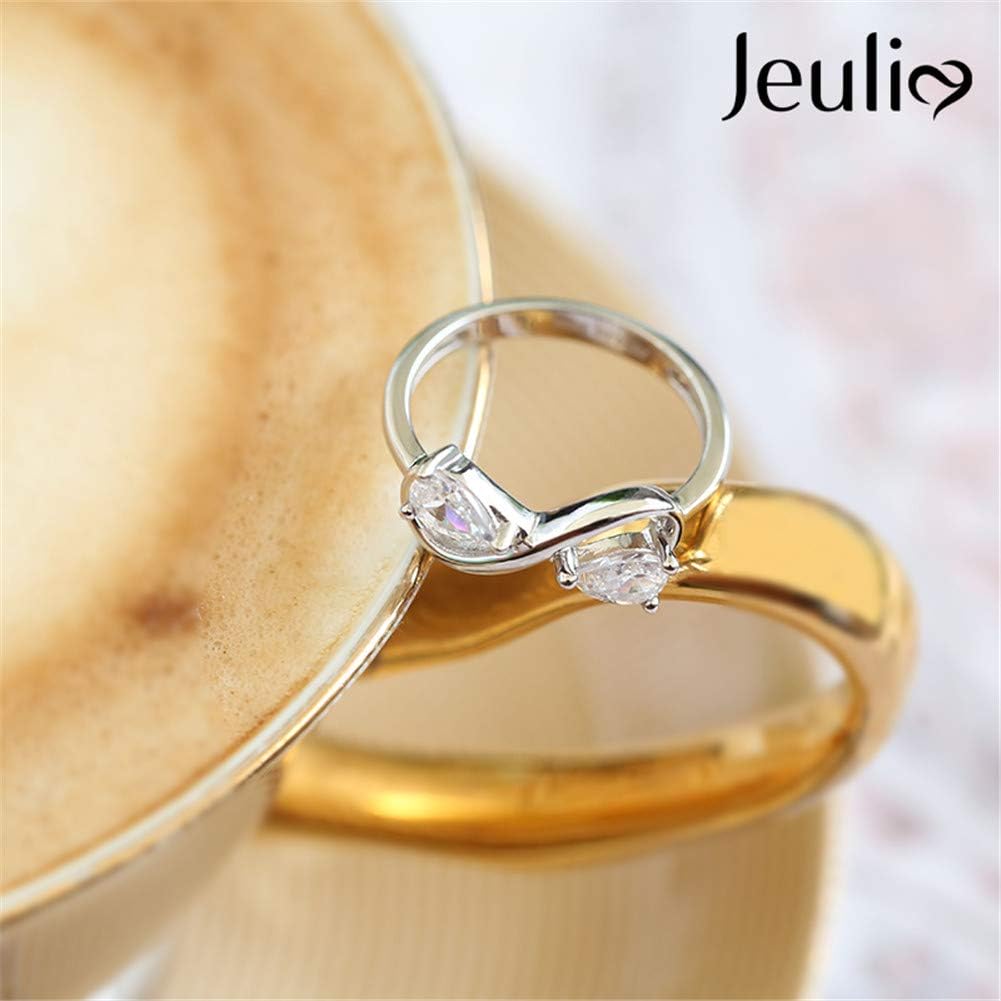 Jeulia 1.2 Carat Two Stone Rings for Women 925 Sterling Silver Infinity Ring CZ Solitaire Engagement Rings Anniversary Promise Romantic Jewelry Gift for Her