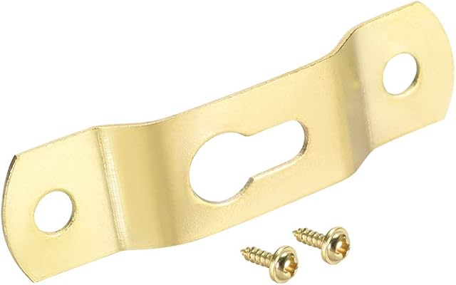 sourcing map Keyhole Hanging Plate, 49mm x 13mm Single Hole Hook for Picture Frames with Screws, 50 Pcs (Golden)
