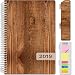 HARDCOVER Calendar Year 2019 Planner: (November 2018 Through December 2019) 5.5"x8" Daily Weekly Monthly Planner Yearly Agenda. Bonus Bookmark, Pocket Folder and Sticky Note Set (Woodgrain)