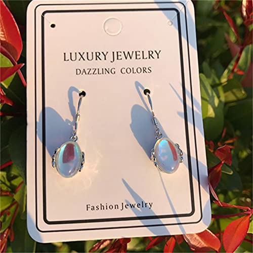 EMFGJ Boucles d'oreilles à Crochet en Pierre de Lune Naturelle Vintage Boucles d'oreilles en Forme de Larme Boucles d'oreilles en Pierres précieuses Bijoux idées de Cadeaux d'anniversaire pour Femmes Cover
