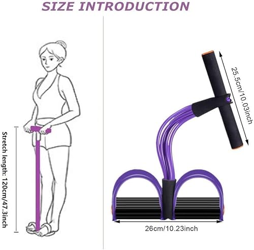 Pedal Elástico Fitness Cuerda De Tensión, 6 Tubo Multifuncional Banda de Resistencia Sit-up Culturismo Expander para Brazos, Vientre, Pilates, Yoga,Gimnasia - imagen 3